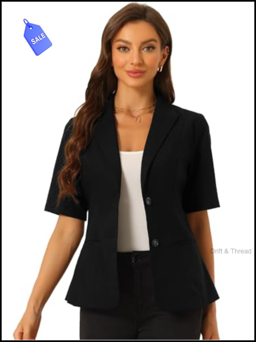 Womens Cotton Linen Blazer Short Sleeve Button Notch Lapel Business Casual